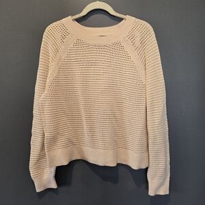 Banana Republic Factory - Open-Stitch Raglan Sweater Cream Size L EUC